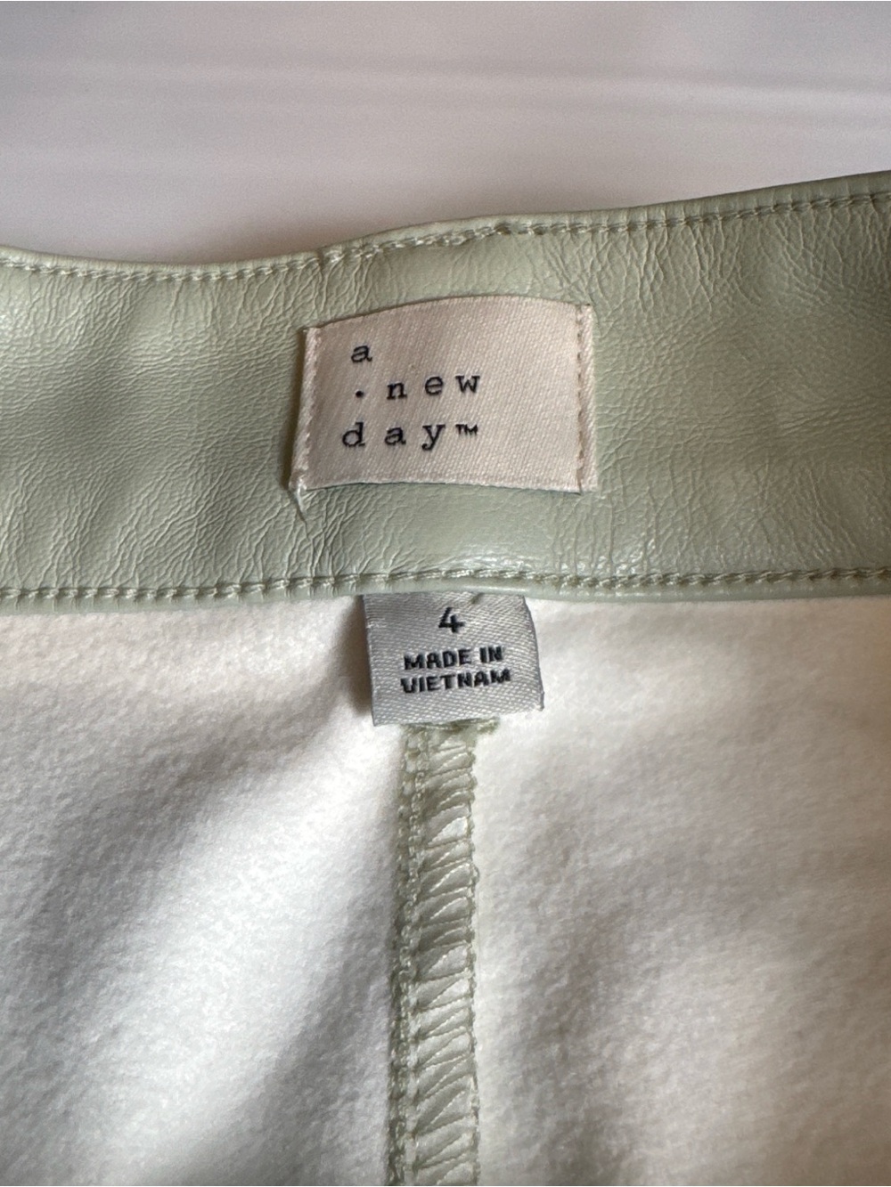 a new day Mint Green Leather-Trim Pants - Picture 2 of 6